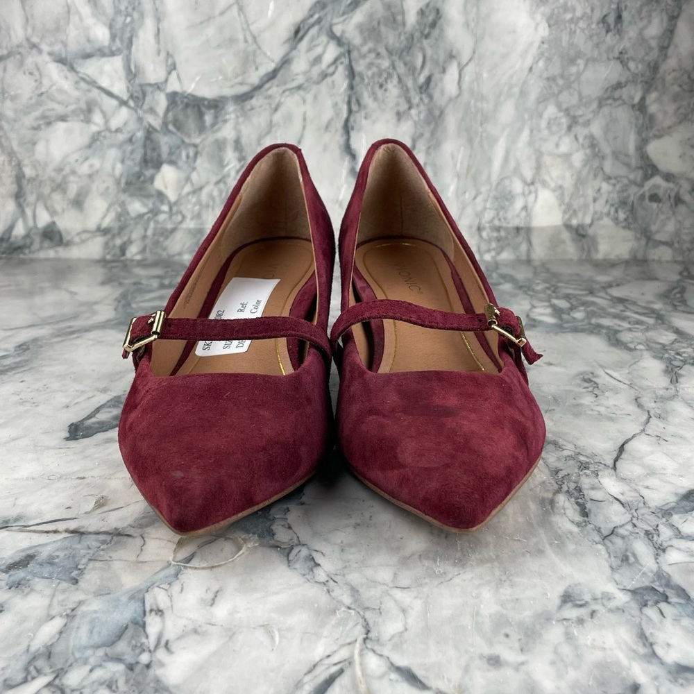 Vionic- Kit Minnie- Kitten Heel Suede Mary Jane Heels- Wine- Size 7.5 - Picture 13 of 13